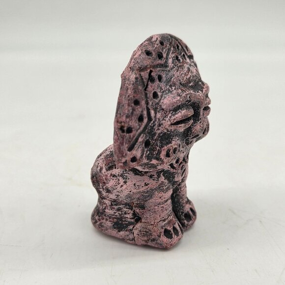 Vintage Blue Tribal Figure Clay Pottery Statue Primitive Art Style Figurine MCM - Picture 2 of 6